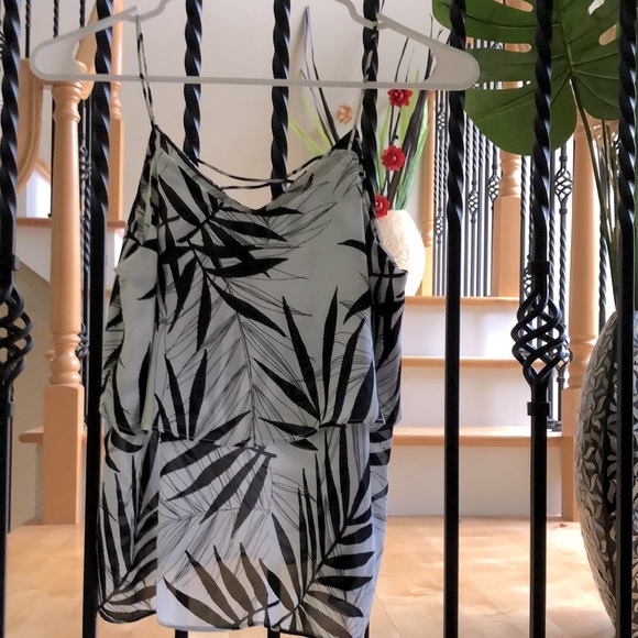 Mossimo Supply Co. Tops - Mossimo White Strap Tank With Black Palm Fronds Size XS